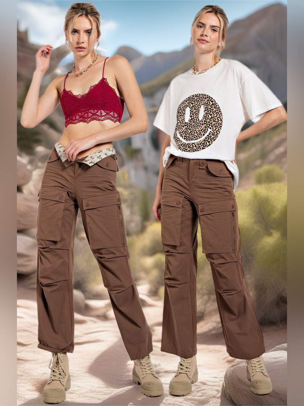 Easel Meadow View Cargo Pants Cotton Chocolate Brown Utility Gorpcore New Medium